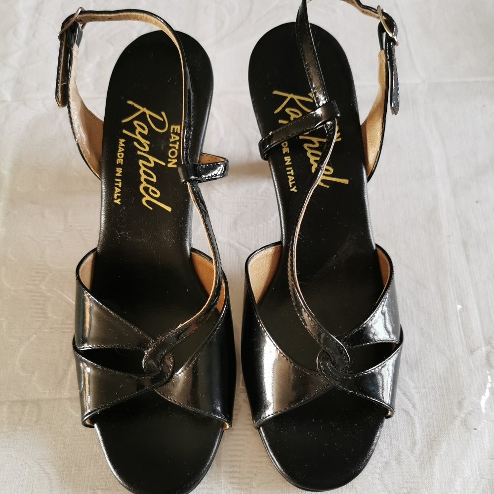 Vintage Raphael For Eaton's Black Sandals Size 5